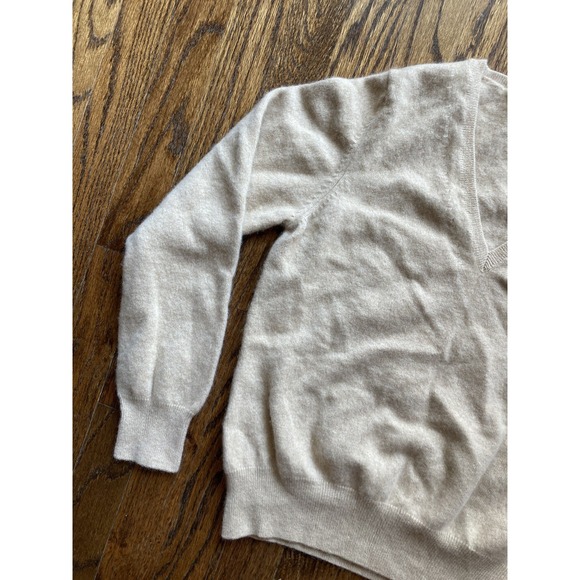 Autograph Marks & Spencer Sweater Womens Medium 100% Cashmere V Neck Beige - Picture 2 of 11